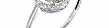 טבעת אבן אמיטיסט ירוק ויהלומים, 14K זהב, משובצת 0.07 קראט יהלומים דגם RD3565