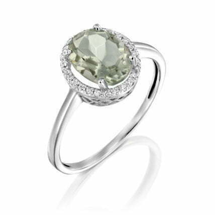 טבעת אבן אמיטיסט ירוק ויהלומים , זהב 14K, משובצת 0.07 קראט יהלומים דגם RD3565