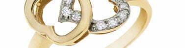 טבעת יהלומים לבבות, זהב צהוב/לבן/אדום 14K, משובצת 0.16 קראט יהלומים, דגם RD3586