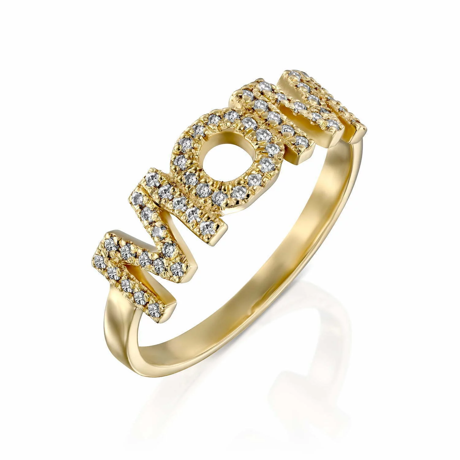 טבעת יהלומים MOM, זהב 14K עם 0.2 קראט יהלומים, דגם RDMOM-3783