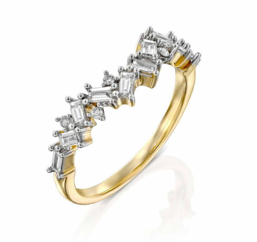 טבעת יהלומים, זהב 14K, משובצת 0.4 קראט יהלומים
