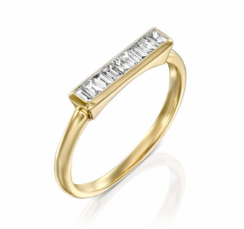 טבעת יהלומים בעיצוב מינימליסטי, זהב 14K, משובצת 0.25 קראט יהלומים, דגם RDRA9401
