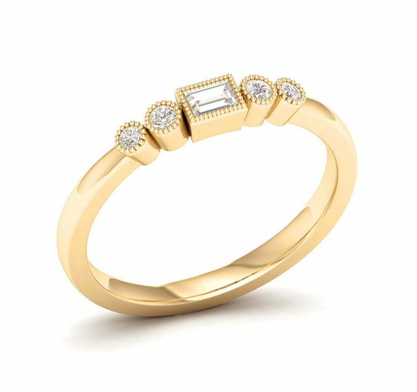 טבעת יהלומים, זהב 14K, משובצת 0.10 קראט יהלומים, דגם RDRF15429
