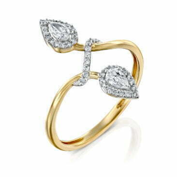 טבעת יהלומים מעוצבת, זהב 14K, משובצת 0.33 קראט יהלומים