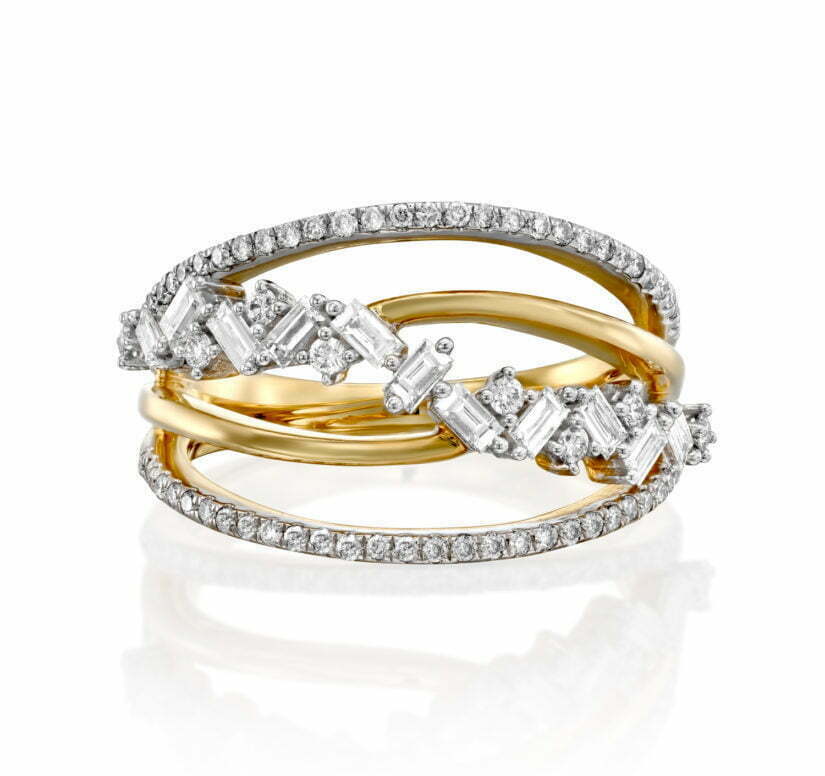 טבעת יהלומים בעיצוב מינימליסטי, זהב 14K, משובצת 0.5 קראט יהלומים, דגם RDRF16238