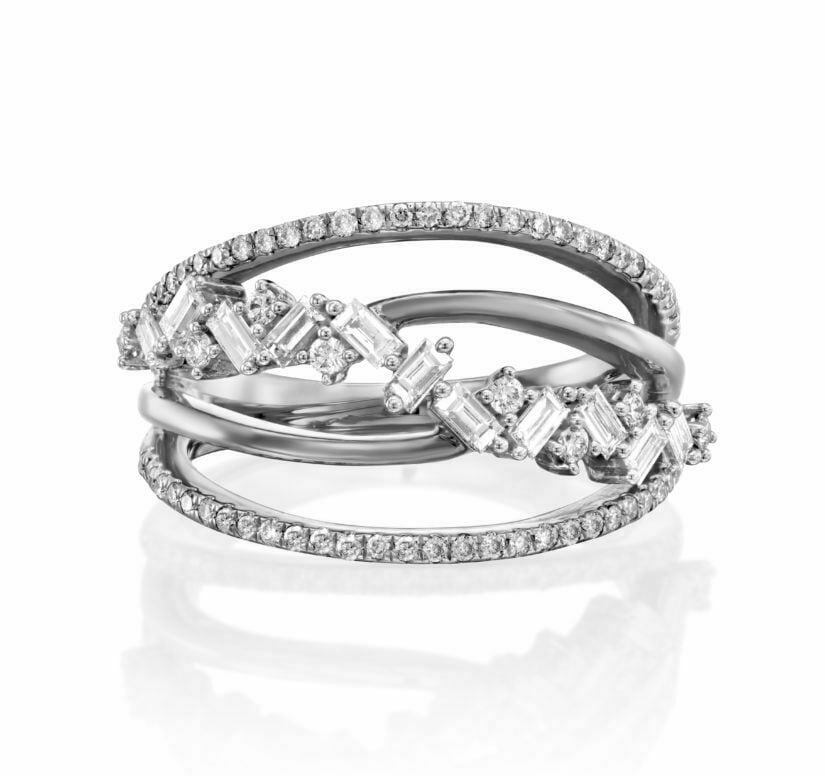 טבעת יהלומים בעיצוב מינימליסטי, זהב 14K, משובצת 0.5 קראט יהלומים, דגם RDRF16238