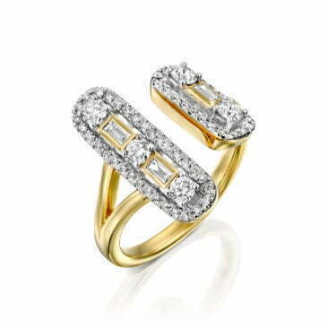 טבעת יהלומים בעיצוב מינימליסטי, זהב 14K, משובצת 0.75 קראט יהלומים, דגם RDRF16287