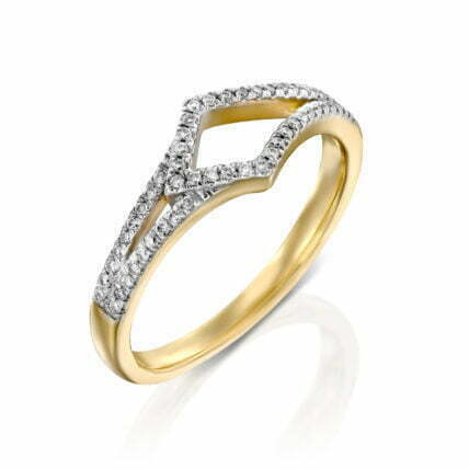 טבעת יהלומים בעיצוב מינימליסטי, זהב 14K, משובצת 0.15 קראט יהלומים, דגם RDRF18131