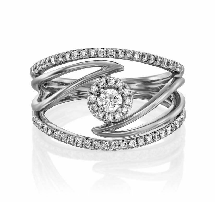 טבעת יהלומים בעיצוב מינימליסטי, זהב 14K, משובצת 0.4 קראט יהלומים, דגם RDRF18420