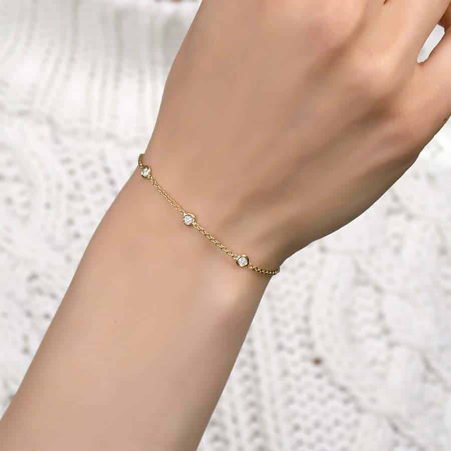 צמיד יהלומים, 14K זהב, משובץ 0.25 קראט יהלומים, דגם BDCH3NEW