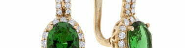 עגילי אבני חן ויהלומים, זהב 14k, משובצים 0.4 קראט יהלומים