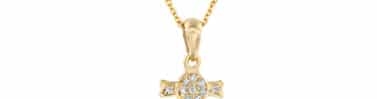 תליון יהלומים בת, זהב 14k, משובץ 0.12 קראט יהלומים, דגם PD2172G