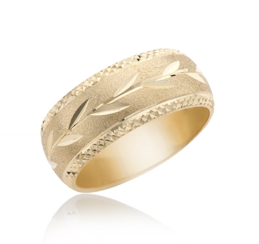 טבעת נישואין מעוצבת, 14K זהב לבן/צהוב, דגם R1248-08