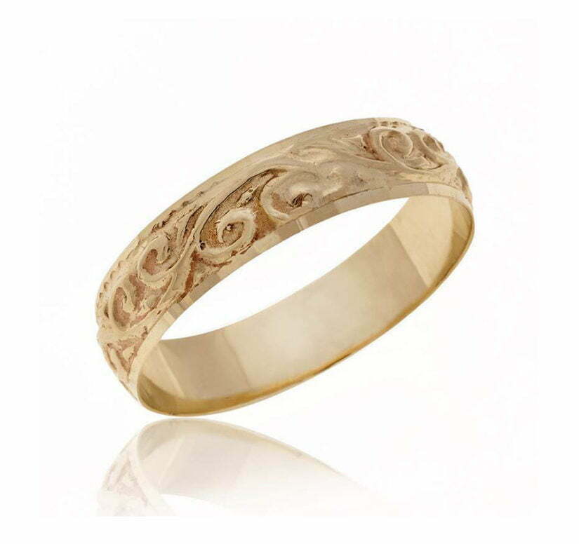 טבעת נישואין מעוצבת, זהב לבן/צהוב 14K, דגם R46T
