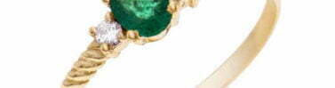 טבעת אמרלד ויהלומים, זהב צהוב 14k, דגם RD3071EM