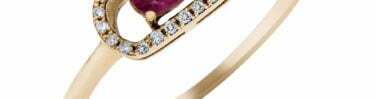 טבעת אבן רובי ויהלומים, זהב 14K, משובצת 0.06 קראט יהלומים, דגם RD3484