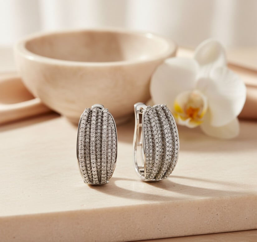 עגילי יהלומים, 14K זהב, משובצים 1.00 קראט יהלומים, דגם ED14600