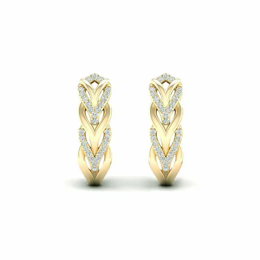 עגילי יהלומים, 14K זהב, משובצת 0.20 קראט יהלומים, דגם EDEF15320