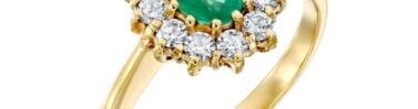 טבעת אמרלד ויהלומים, דגם דיאנה, זהב 18K,משובצת 0.36 קראט יהלומים, דגם RD2286EM