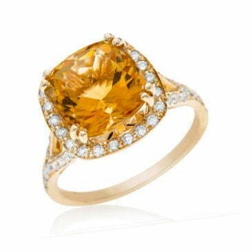 טבעת אבן חן, זהב צהוב 14k, משובצת אבן סיטרין ויהלומים, דגם RD2978CT