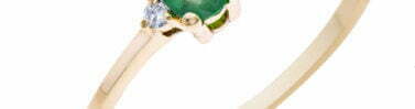 טבעת אמרלד ויהלומים, זהב 14k, משובצת 0.03 קראט יהלומים, דגם RD3175EM