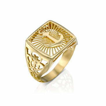 טבעת חותם בעיצוב לעגן, 14K זהב, דגם R2349295B