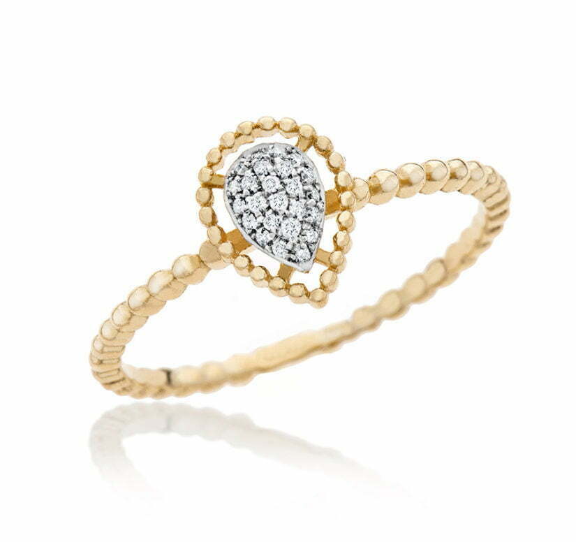 טבעת יהלומים, זהב K14 משובצת 0.050 קראט יהלומים