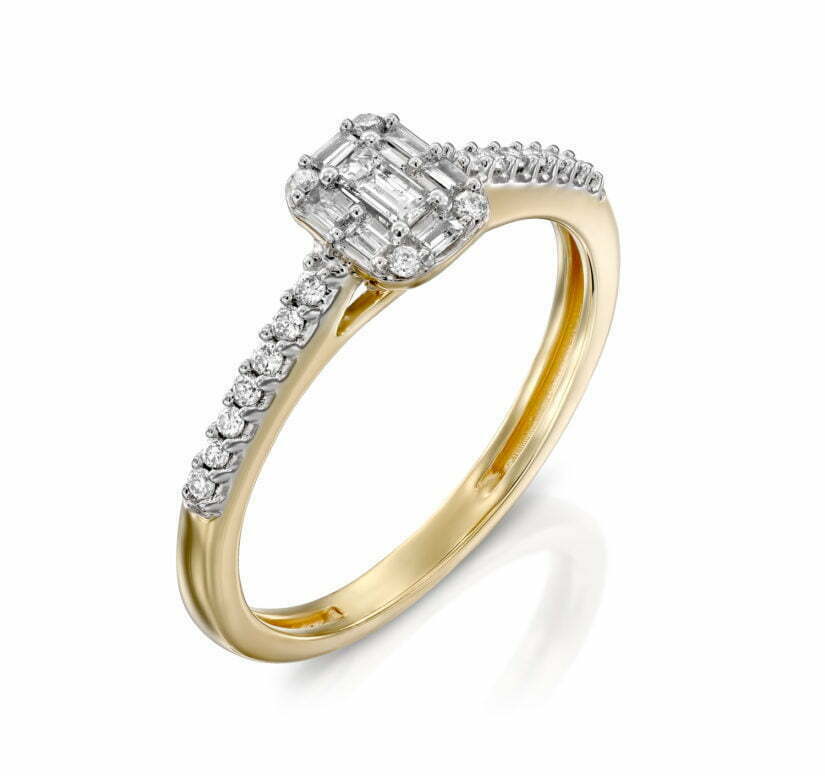 טבעת יהלומים בעיצוב קלאסי, זהב K14 משובצת 0.20 קראט יהלומים, דגם RDRB17737EG