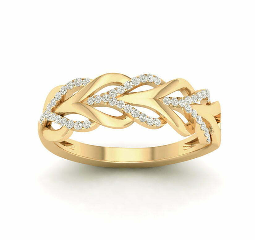 טבעת יהלומים מעוצבת, זהב 14K, משובצת 0.15 קראט יהלומים, דגם RDRF15407