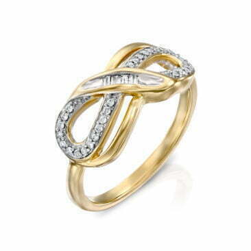 טבעת יהלומים בצורת אינפיניטי, זהב K14 משובצת 0.12 קראט יהלומים, דגם RDRF18772