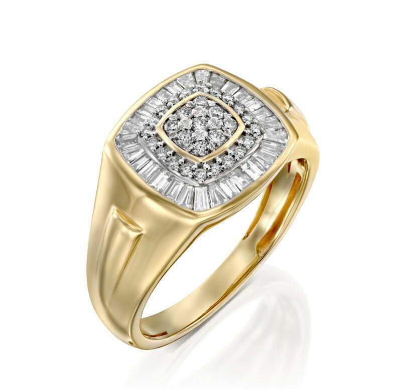 טבעת חותם יהלומים לגבר, זהב 14K, דגם RDRX1624