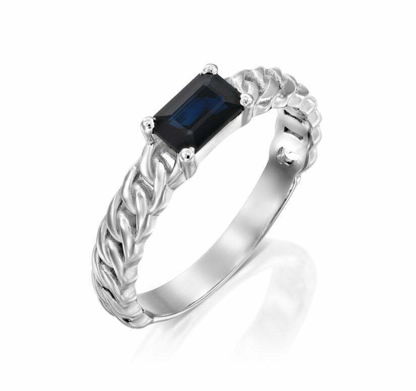 טבעת עם אבן כחולה, ספיר, זהב 14k, דגם RS3800