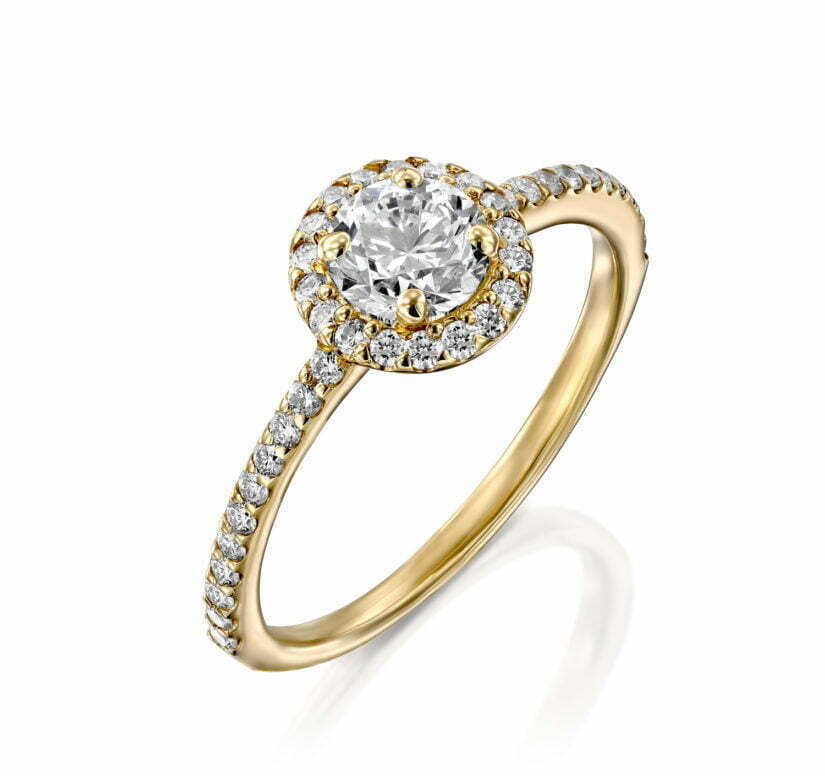 טבעת יהלומים אירוסין בעיצוב קלאסי, 14K זהב, משובצת 0.65 קראט יהלומים, דגם RD2256