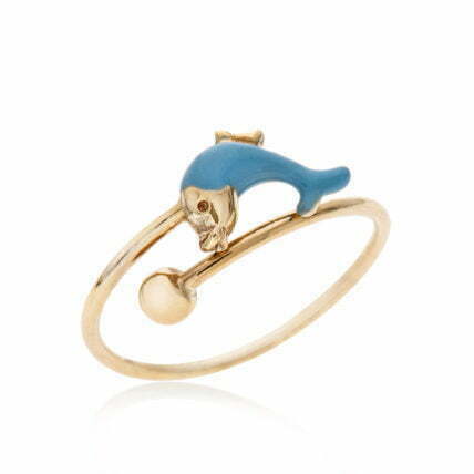 טבעת זהב ילדות, דוגמת דולפין, זהב K14