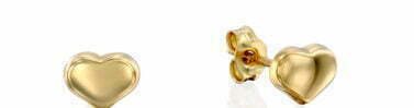 עגילי ילדות לב צמודים, זהב 14K, דגם E10015939