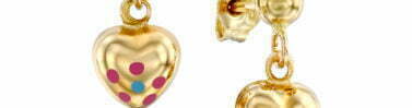 עגילי ילדות עם לב, זהב 14 קראט/סוגר 14 קראט, OP20011044