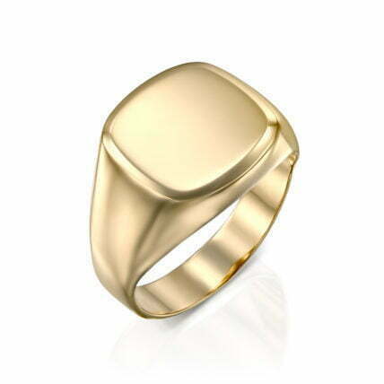 טבעת חותם לגבר, 14K זהב צהוב