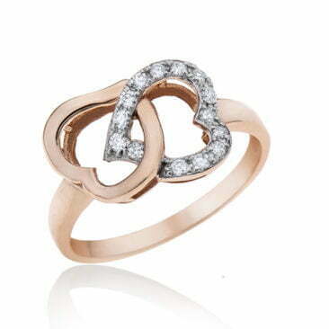 טבעת יהלומים לבבות, זהב 14K, משובצת 0.16 קראט יהלומים, דגם RD3586