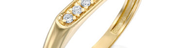 טבעת יהלומים חותם עדינה, זהב 14k, משובצת 0.10 קראט יהלומים, דגם RDD3117