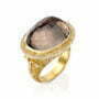 טבעת אבן סמוקי קוורץ ויהלומים, זהב 18k, משובצת 0.36 קראט יהלומים, דגם RD743