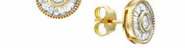 עגילי יהלום צמודים, זהב לבן/צהוב K14, משובצים 0.50 קראט יהלומים, דגם EDEF14726