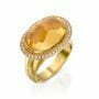 טבעת אבן סיטרין ויהלומים, זהב 18k, משובצת 0.22 קראט יהלומים, דגם RD1164