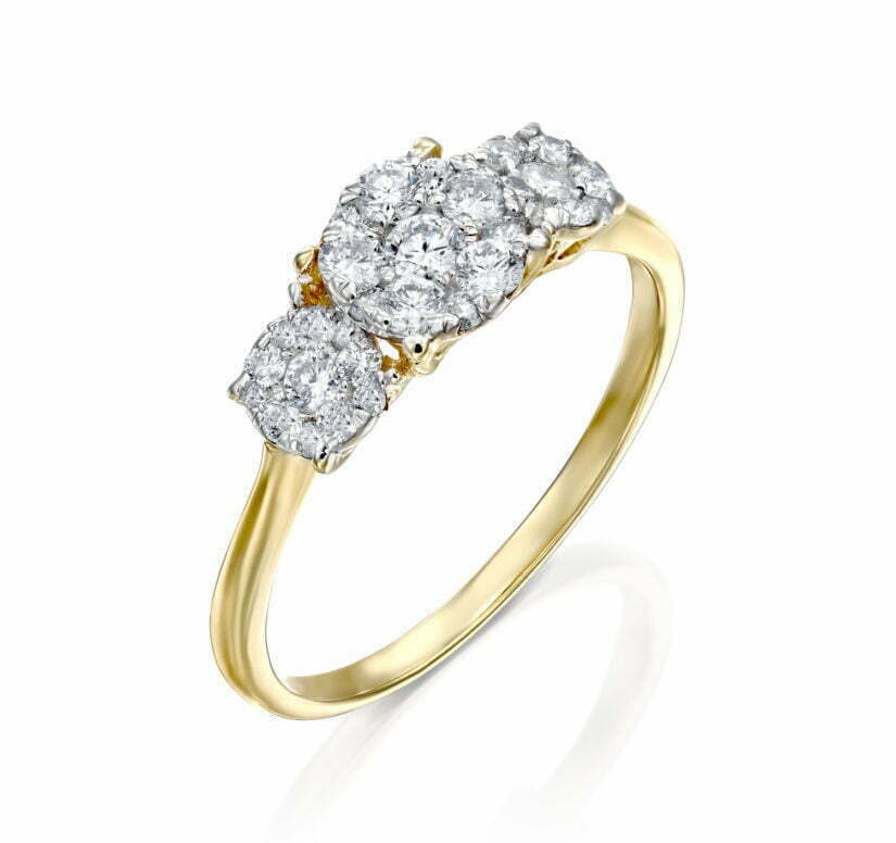 טבעת יהלומים בעיצוב קלאסי, זהב K14 משובצת 0.60 קראט יהלומים, דגם RD3415