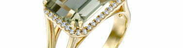 טבעת אבן אמטיסט ירוק ויהלומים, 14K זהב, משובצת 0.34 קראט יהלומים, דגם RD3818GA