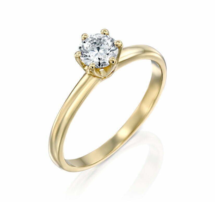 טבעת אירוסין יהלומים אירוסין קלאסי, זהב K14 משובצת 0.44 קראט יהלומים, דגם RD3824
