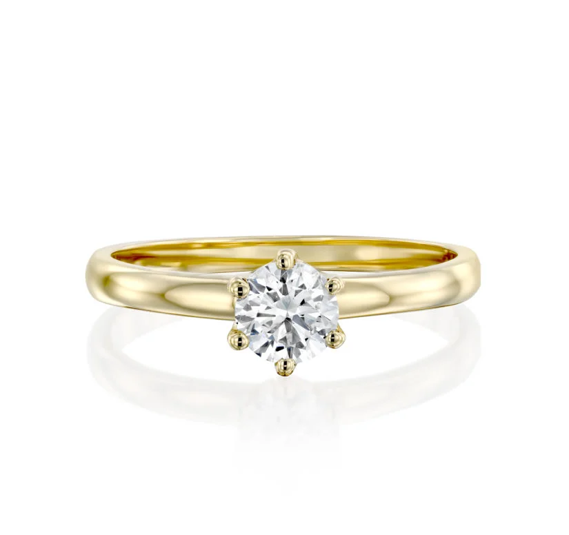 טבעת אירוסין יהלומים אירוסין קלאסי, זהב K14 משובצת 0.44 קראט יהלומים, דגם RD3824