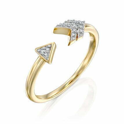 טבעת יהלומים בצורת חץ, זהב K14, משובצת 0.05 קראט יהלומים, דגם RDRF15284