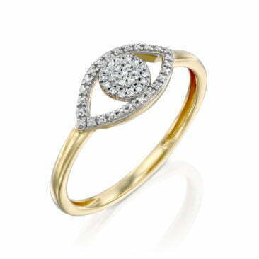 טבעת יהלומים בעיצוב עין, זהב K14, משובצת 0.05 קראט יהלומים, דגם RDRF18404
