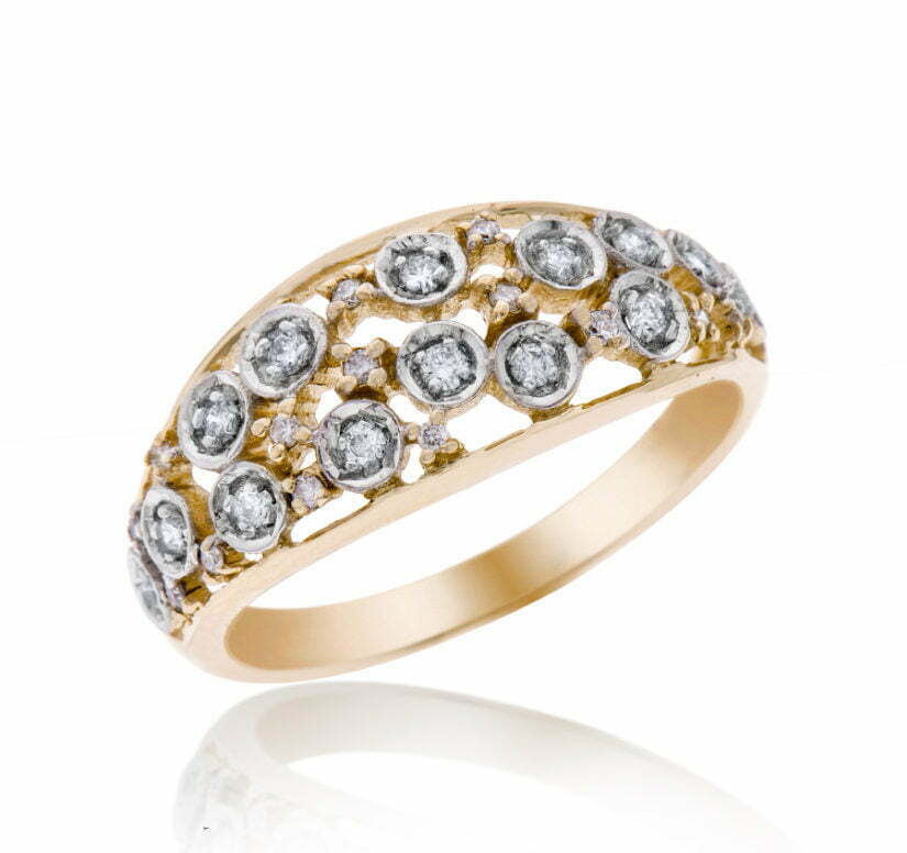 טבעת יהלומים, זהב 14K, משובצת 0.21 קראט יהלומים, דגם RD3463