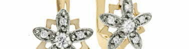 עגילי יהלומים, זהב משולב K14, משובצים 0.16 קראט יהלומים, דגם ED2924